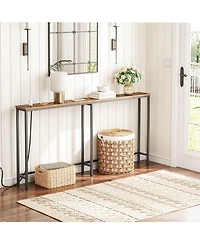 Slickblue 63-Inch Entryway Console Table with Built-In Charging Station