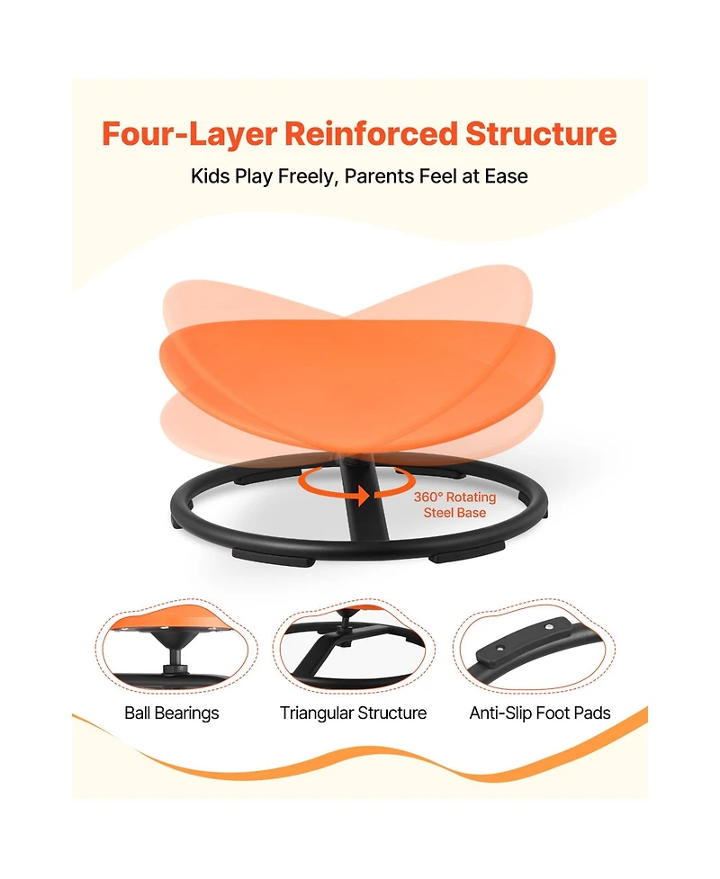 Hongge Sensory Spinning Chair with Non-Slip Metal Base, Builds Balance and Core Control, Ages 3-12
