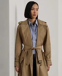 Lauren Ralph Women's Double-Breasted Maxi Trench Cotton-Blend Coat