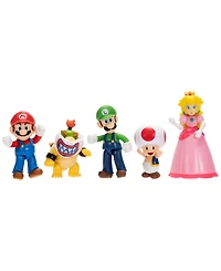 Super Mario Mario, Luigi, Princess Peach, Toad & Bowser Jr. 2.5" 5-Pack Action Figures, Ages 3+