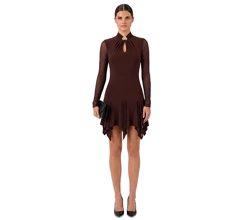 Rachel Roy Women's Mesh Long-Sleeve Fit & Flare Dress
