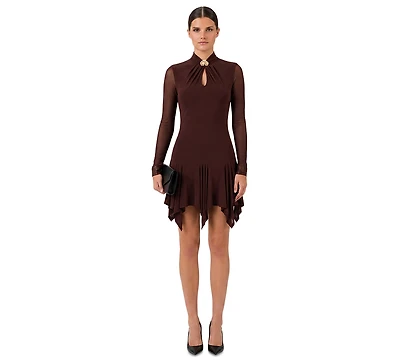 Rachel Roy Women's Mesh Long-Sleeve Fit & Flare Dress
