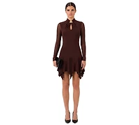 Rachel Roy Women's Mesh Long-Sleeve Fit & Flare Dress