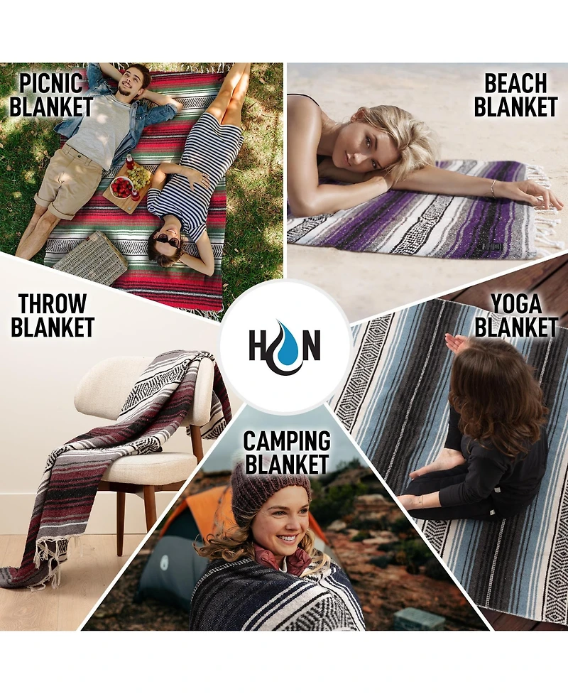 Piscifun Authentic Handmade Mexican Baja Blanket All Season Versatile Outdoor Throw