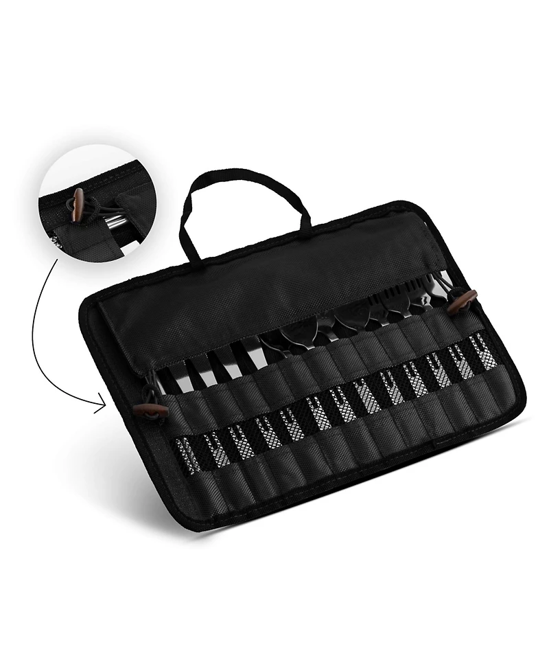 Piscifun 13 Piece Stainless Steel Cutlery Set With Travel Case For Camping Hiking Picnics