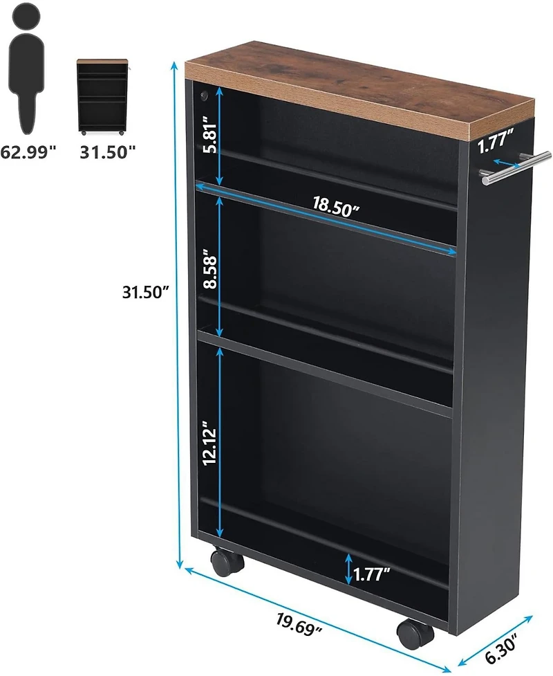Tribesigns 4-Tier Slim Rolling Storage Cart with Handle