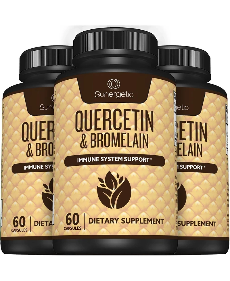 Sunergetic Quercetin and Bromelain Supplement 1,000 Milligram Quercetin Per Serving 60 Capsules