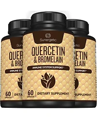 Sunergetic Quercetin and Bromelain Supplement 1,000 Milligram Quercetin Per Serving 60 Capsules