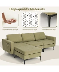 Gouun Modular 94 Inch L-Shape Sectional Sofa Reversible Chaise with Usb Ports