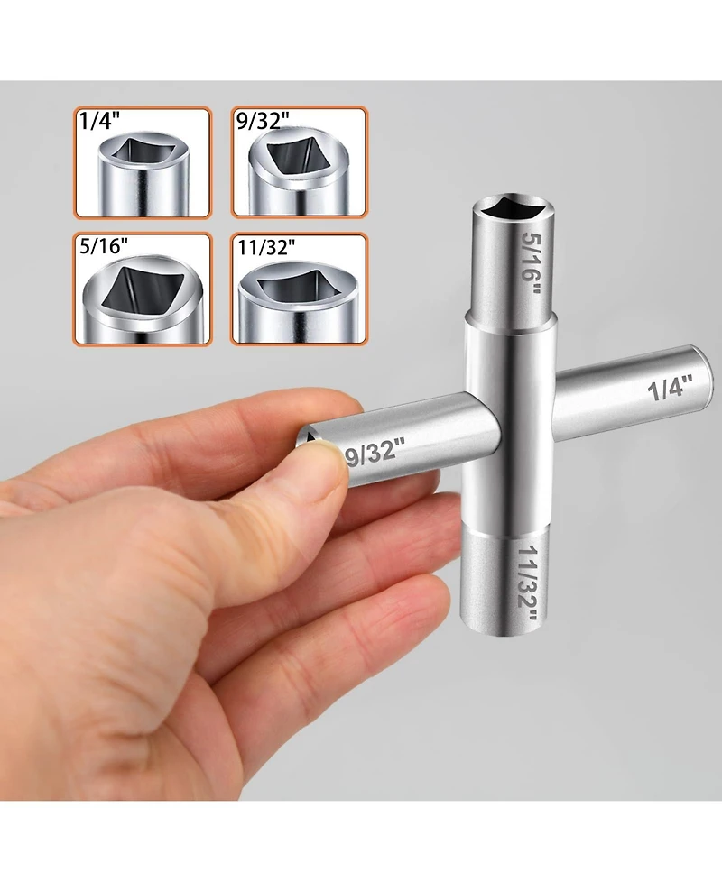 Xdovet Sillcock Key Set 4-Way Steel Utilities Meter Box Cabinet Opening