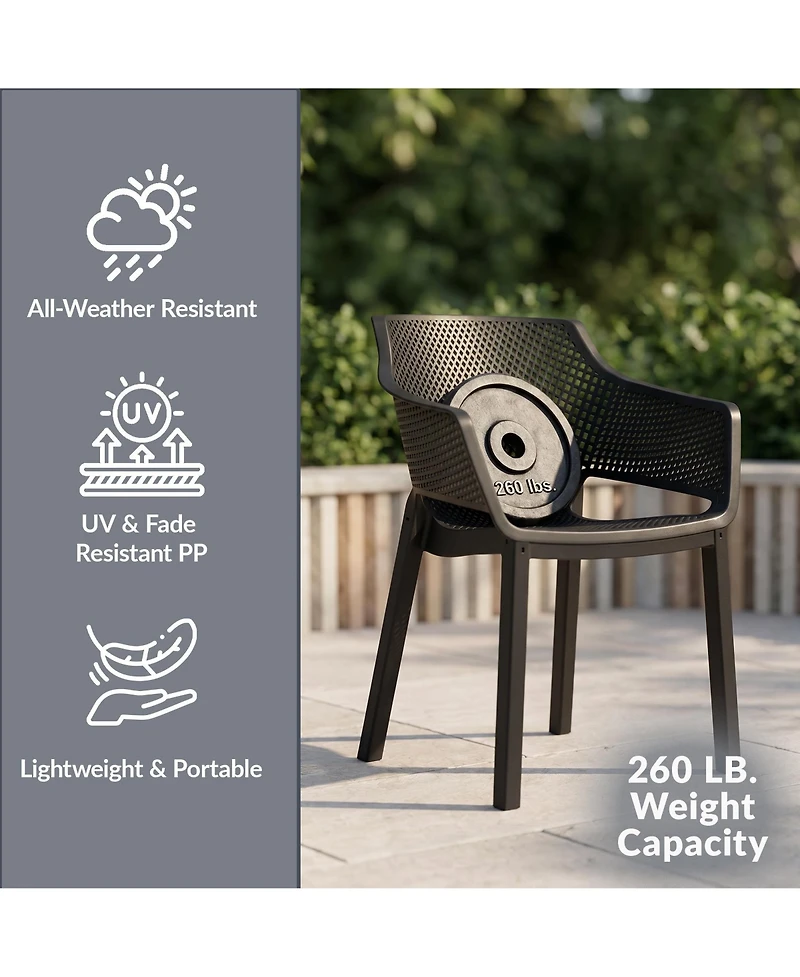 WestinTrends Outdoor Modern Stackable Plastic Resin Patio Dining Armchair (Set of 4)