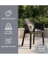 WestinTrends Outdoor Modern Stackable Plastic Resin Patio Dining Armchair (Set of 4)