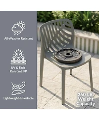 WestinTrends Outdoor Modern Stackable Polypropylene Plastic Patio Bistro Dining Side Chairs (Set of 2)