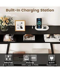 Sugift 40in Console Table with Charging Station and Led Lights