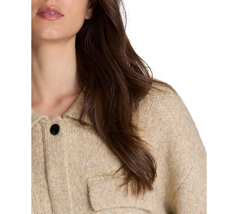 Kenneth Cole Women's Ribbed-Knit Long-Sleeve Utility Jacket