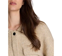 Kenneth Cole Women's Ribbed-Knit Long-Sleeve Utility Jacket