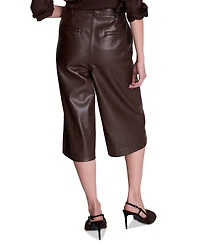 Kenneth Cole Women's High-Waisted Faux-Leather Wide-Leg Shorts, 18" Inseam