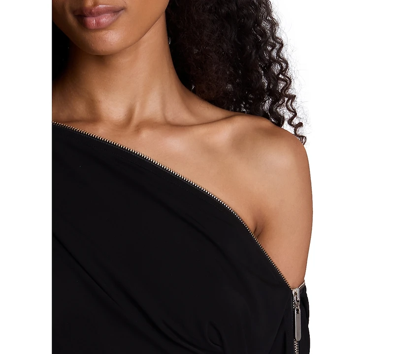 Kenneth Cole Women's Zipper Shoulder Mini Off-the-Shoulder Long-Sleeve Body-Con Dress