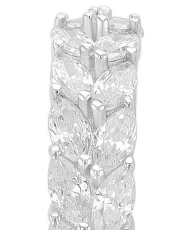 Macy's Silver-Plated Marquise J Hoop Earrings