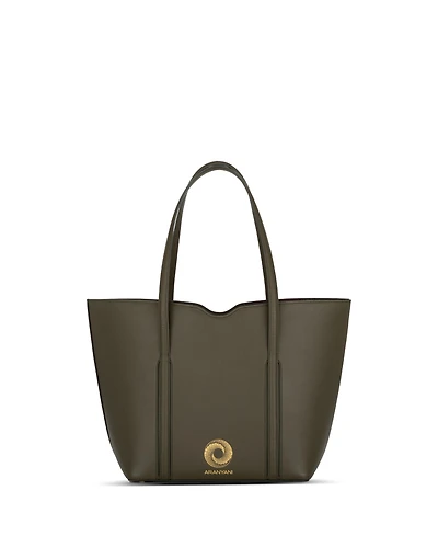 Aranyani Amala Italian Leather Zip Tote Bag with Gold Monogram