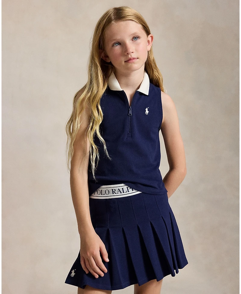 Polo Ralph Lauren Girls' 7-16 Stretch Mesh Boxy Shirt and Skort, 2-Piece Set