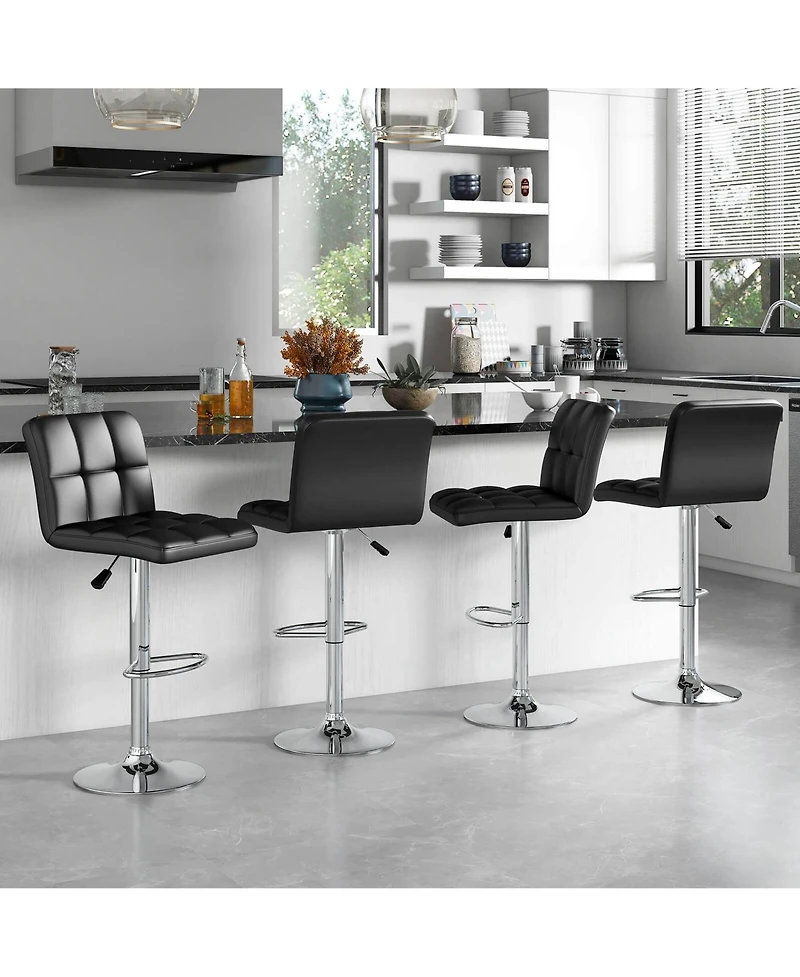 Modern Swivel Bar Stools Set of with Heavy-duty Metal Base & Footrest Back