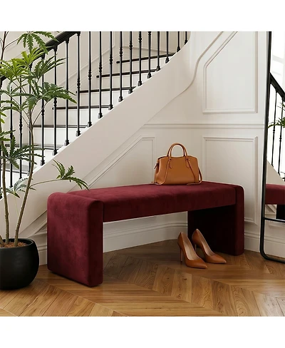 47" Velvet Benches Look, Waterfall Upholstered Bench-Maison Boucle