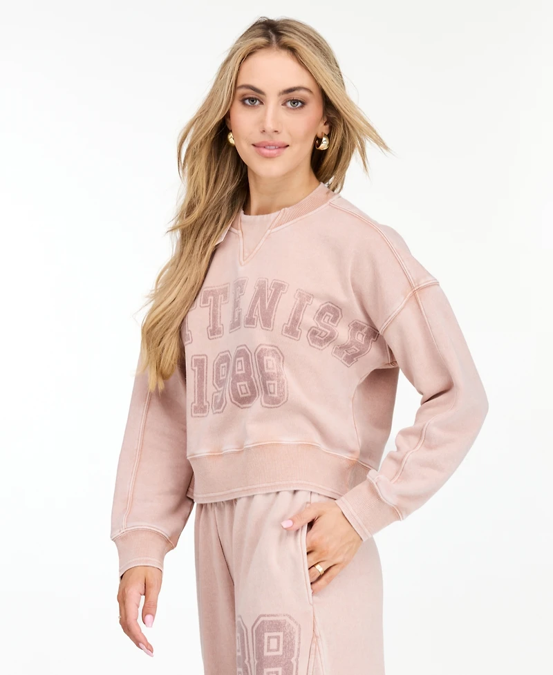 Kittenish Women's 1988 Lounge Cropped Graphic Long-Sleeve Sweatshirt