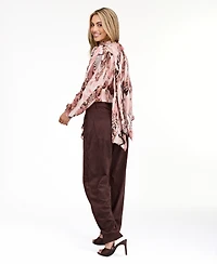Kittenish Women's Audrey Yoryu Long-Sleeve Ruffle Snake-Print Blouse