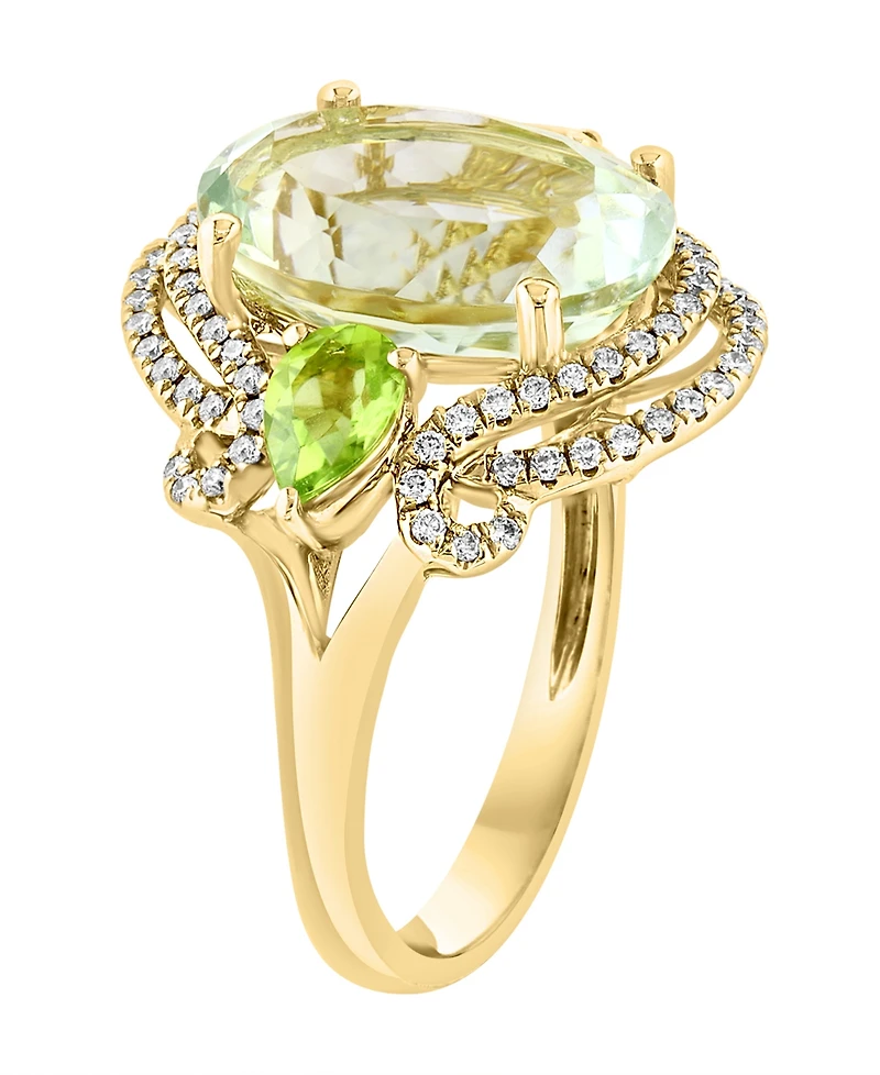 Lali Jewels Green Amethyst (5.44 ct. t.w.) & Peridot (0.97 ct. t.w.) Ring in 14k Yellow Gold