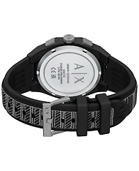 Armani Exchange Men's Sync Quartz Chronograph Black Silicone Watch 44mm