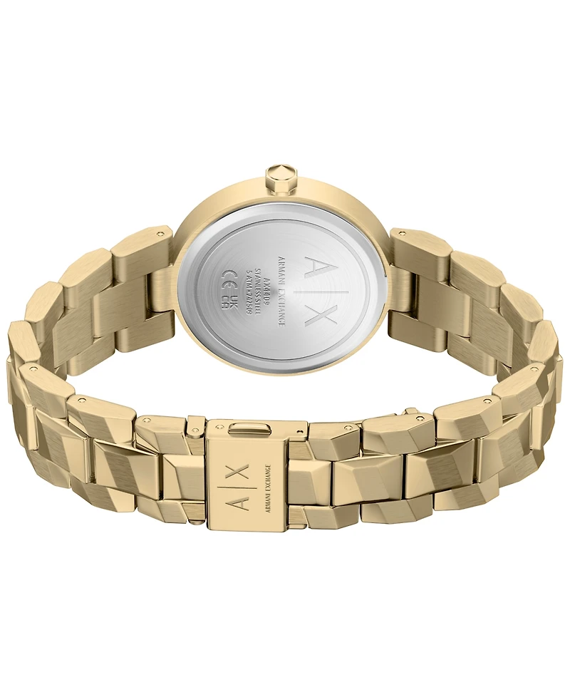 Armani Exchange Women's Audora Quartz Two Hand Gold Stainless Steel Watch 34mm