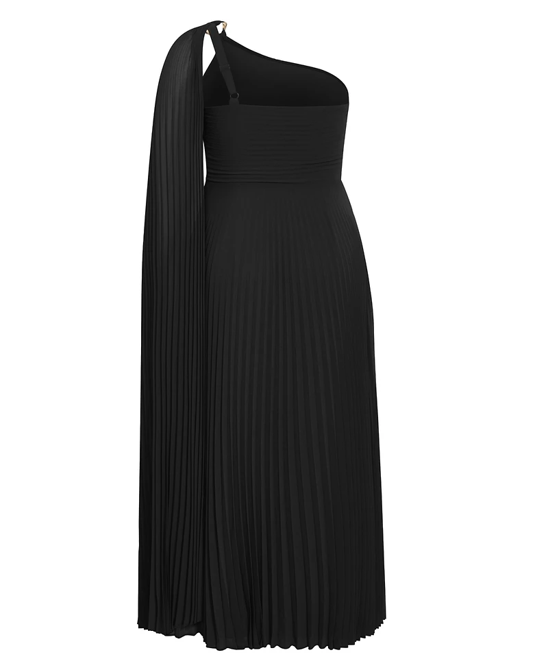 City Chic Plus Eloura One Shoulder Pleat Maxi Dress