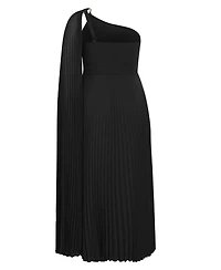 City Chic Plus Eloura One Shoulder Pleat Maxi Dress