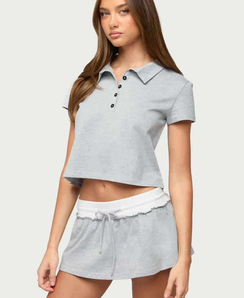 Edikted Women's Tenney Cropped Polo Top