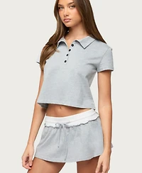 Edikted Women's Tenney Cropped Polo Top