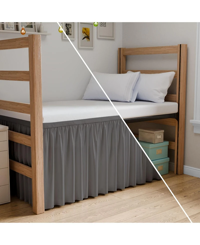 Cgk Unlimited Elastic Wrap Around Dorm Bed Skirt, Easy Fit 32-42" Extra Long Drop