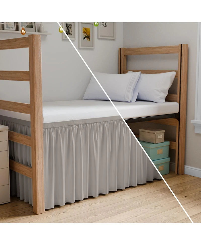Cgk Unlimited Elastic Wrap Around Dorm Bed Skirt, Easy Fit 32-42" Extra Long Drop