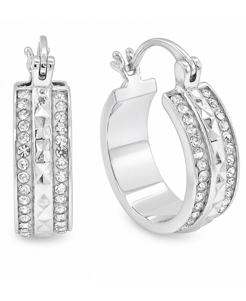 And Now This Crystal Silver Plated Hoop Earring