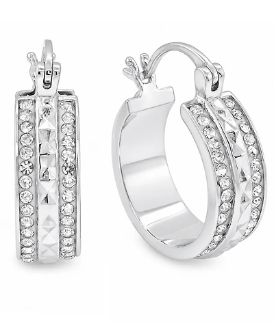 And Now This Crystal Silver Plated Hoop Earring