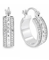 And Now This Crystal Silver Plated Hoop Earring