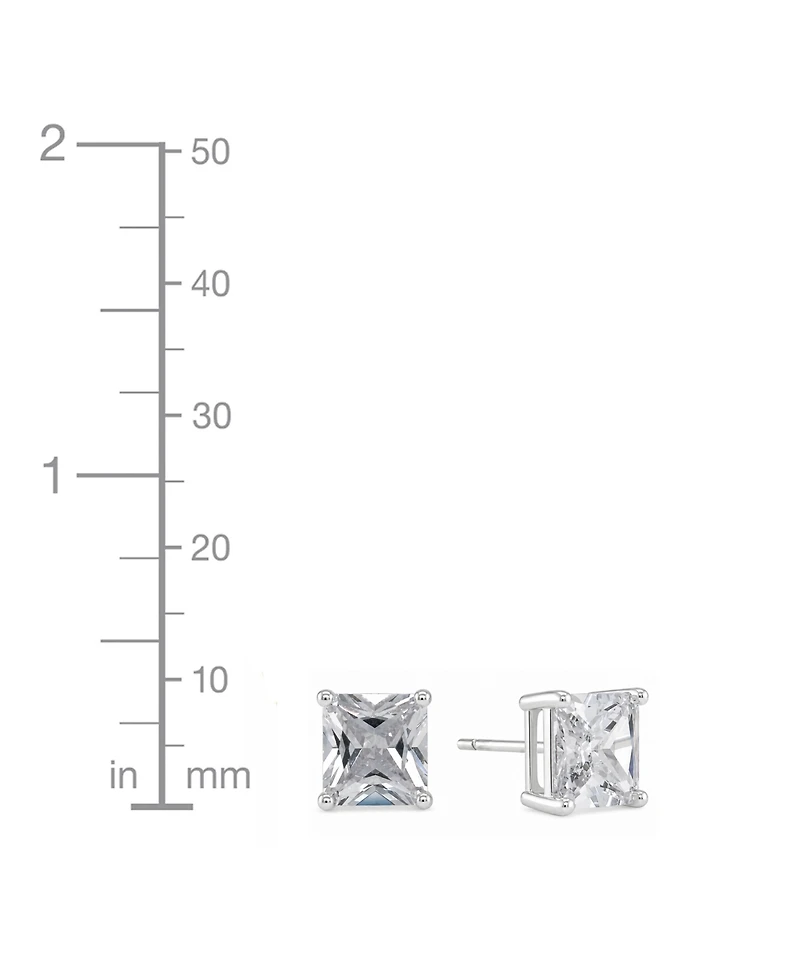 And Now This Silver Plate Cubic Zirconia 7.5mm Square Stud Earring