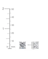 And Now This Silver Plate Cubic Zirconia 7.5mm Square Stud Earring