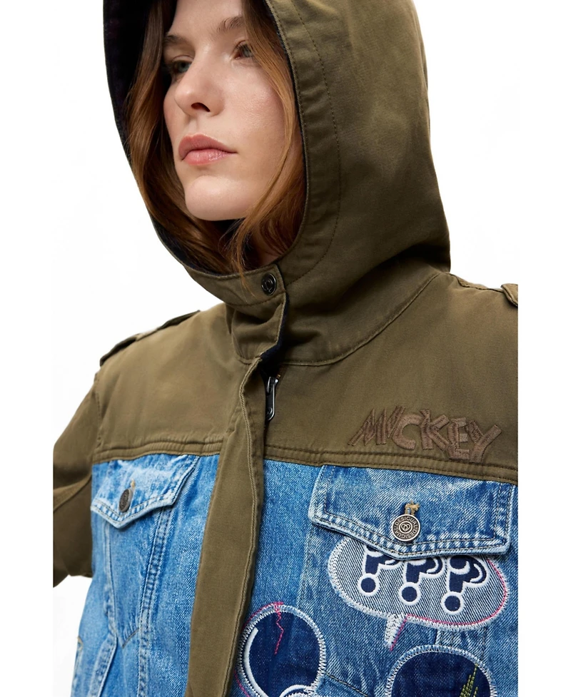 Desigual Women's Hooded Disney Mickey Mouse Print Parka