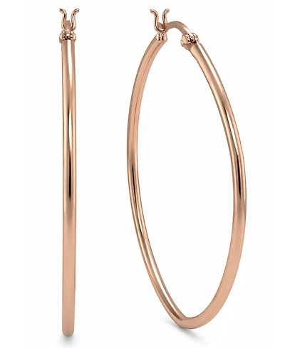 And Now This Large Rose Gold Plated Polished Oval Medium Hoop Earrings , 2"