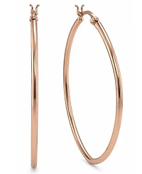 And Now This Large Rose Gold Plated Polished Oval Medium Hoop Earrings , 2"