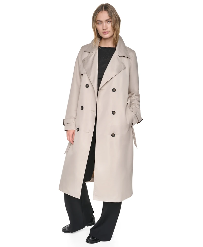 Dkny Women's Quilted Hooded Trench Coat