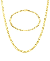 Giani Bernini Flat Filled Figaro Link Chain Necklace and Bracelet Set