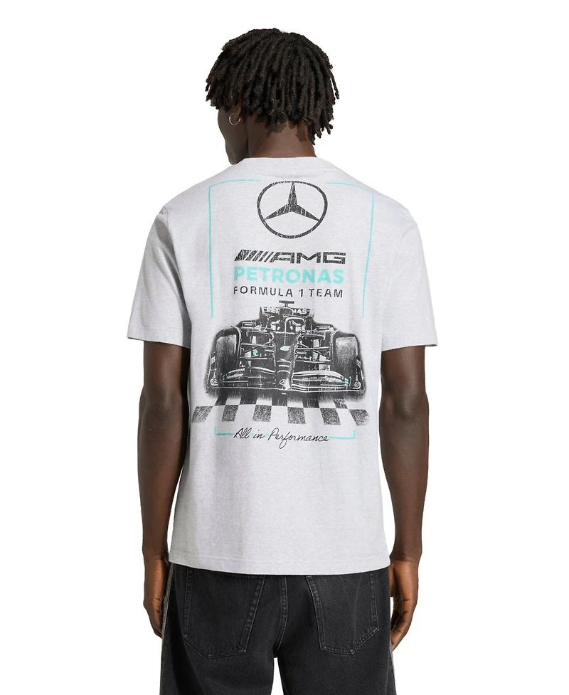 Adidas Men's Heather Gray Mercedes-amg Petronas F1 Team Graphic T-Shirt
