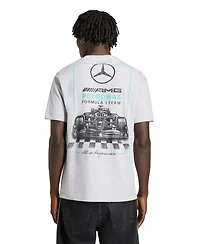 Adidas Men's Heather Gray Mercedes-amg Petronas F1 Team Graphic T-Shirt